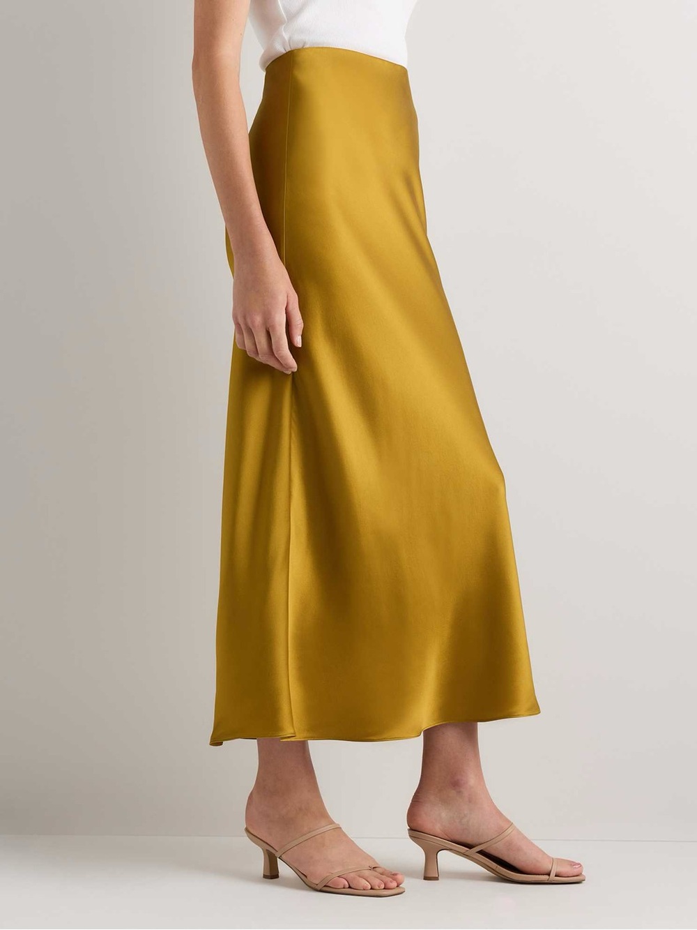 Quince 100% Washable Silk Maxi Skirt Mineral Yellow